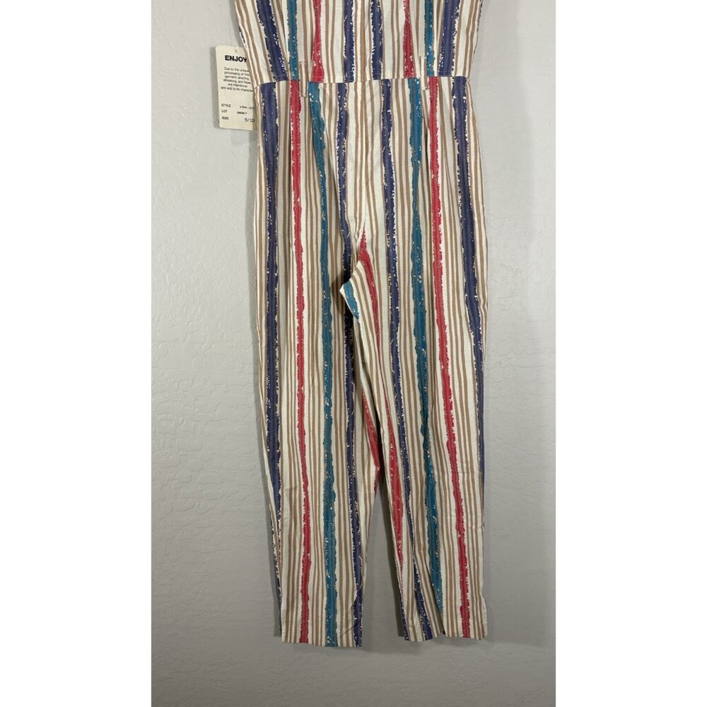 Vintage Retro 80’s 90’s Y2K Striped NWT Button Front Jumpsuit Size 9/10 - Picture 5 of 12